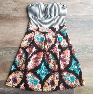 Strapless pleated mini dress